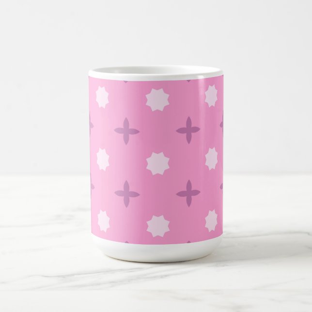 Pink Star Petal Dot Pattern Coffee Mug (Center)