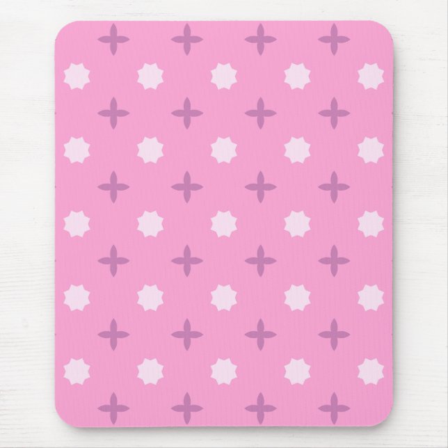 Pink Star Petal Dot Pattern Mouse Mat (Front)
