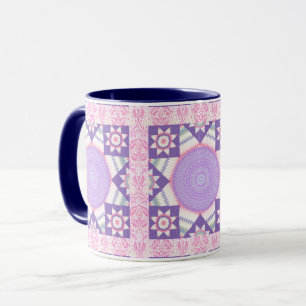 Pink Star Quilt Square Art Mug Cup