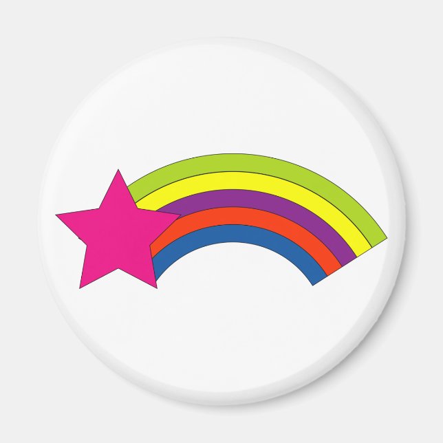 Pink Star Rainbow Colourful Magnet (Front)
