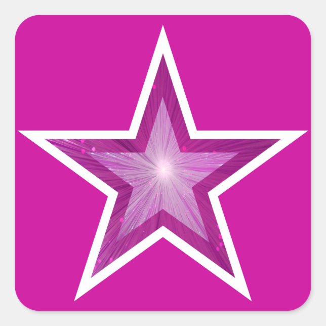Pink Star square sticker pink (Front)