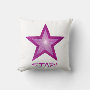Pink Star 'STAR!' throw pillow square white