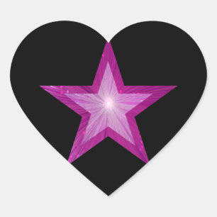 Pink Star sticker heart black