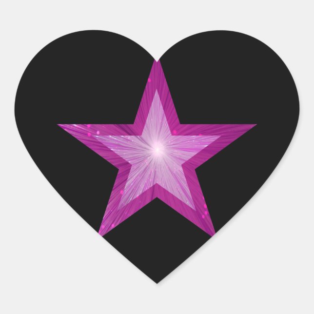 Pink Star sticker heart black (Front)