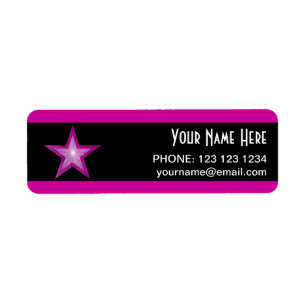 Pink Star stripe 'Name' text label small black