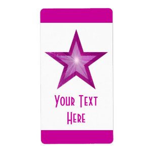 Pink Star stripe 'Your Text' label large white