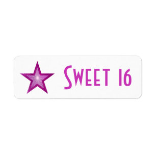 Pink Star 'Sweet 16' label small white