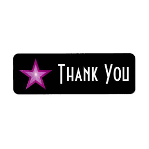 Pink Star 'Thank you' label small black