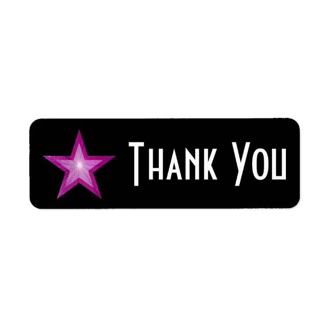Pink Star 'Thank you' label small black (Front)