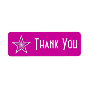 Pink Star 'Thank you' label small pink