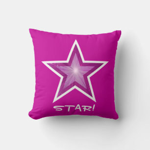 Pink Star throw pillow square pink