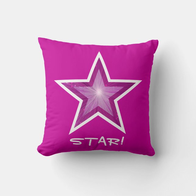 Pink Star throw pillow square pink (Front)