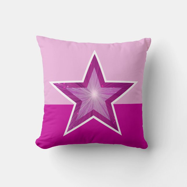 Pink Star throw pillow square two colour pink (Front)