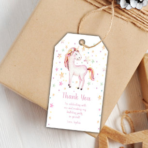 Pink Star Unicorn Birthday Favour Tags