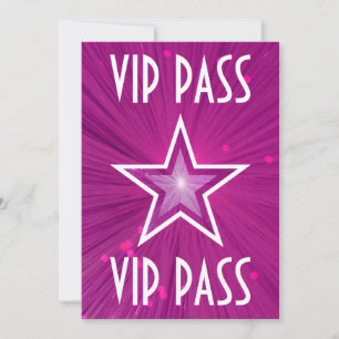 Pink Star 'VIP PASS' invitation white