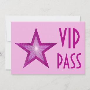 Pink Star 'VIP PASS' pale pink horizontal Invitation
