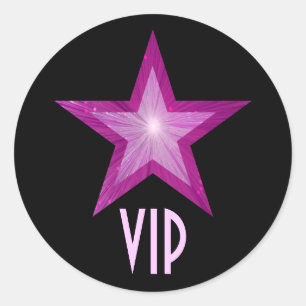 Pink Star VIP round sticker black