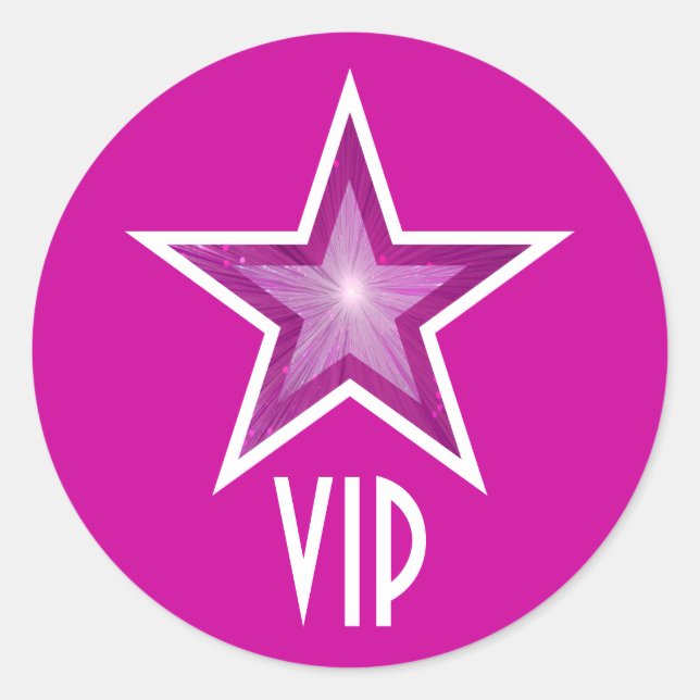 Pink Star VIP round sticker pink (Front)