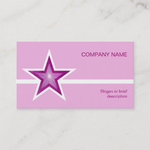 Pink Star white line business card pale pink