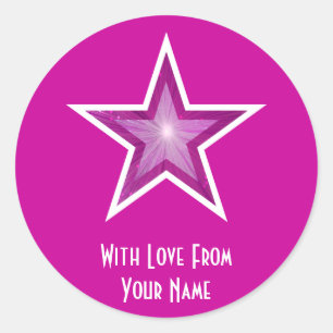 Pink Star 'With Love From'' round sticker pink