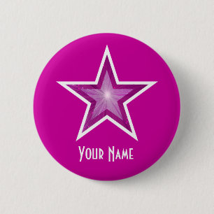 Pink Star 'Your Name' button pink
