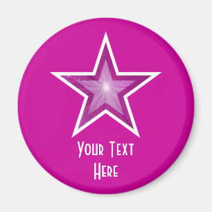 Pink Star 'Your Text' fridge magnet pink