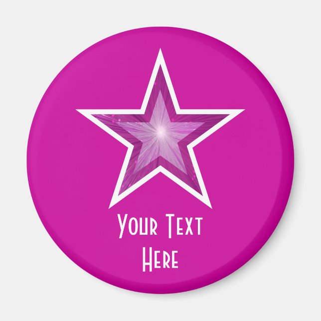 Pink Star 'Your Text' fridge magnet pink (Front)
