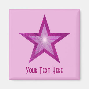 Pink Star 'Your Text' magnet square pale pink