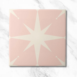 pink Starburst Mid Century Modern Vintage Tile