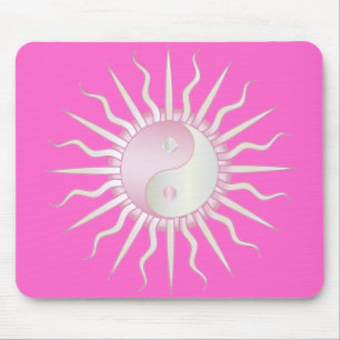 Pink Starburst Yin Yang Mouse Mat