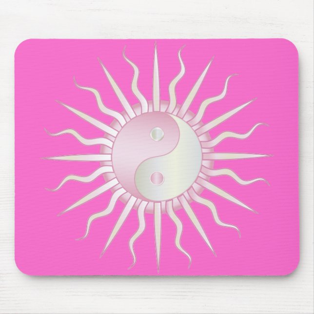 Pink Starburst Yin Yang Mouse Mat (Front)