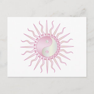 Pink Starburst Yin Yang Postcard