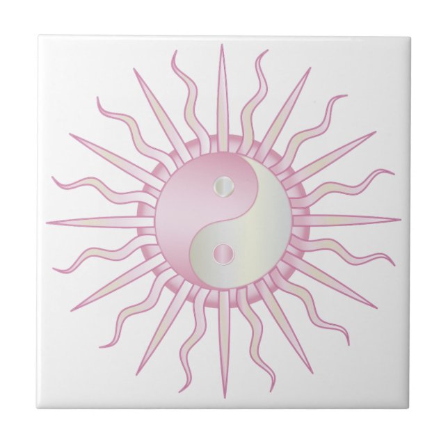 Pink Starburst Yin Yang Tile (Front)