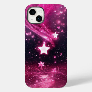 "Pink Stardust Whirl: Glitter Heart Art Case-Mate iPhone 14 Plus Case