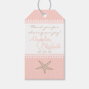 Pink Starfish Beach Wedding Guest Favour Thank You Gift Tags