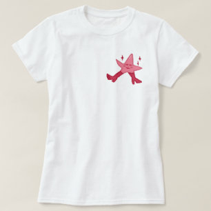 Pink Starfish Character In High Heels Hand-Drawn T-Shirt