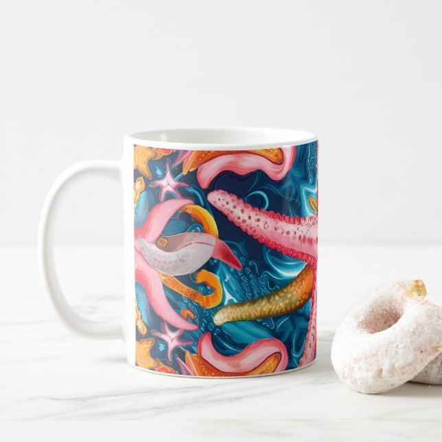 Pink starfish  coffee mug (With Donut)