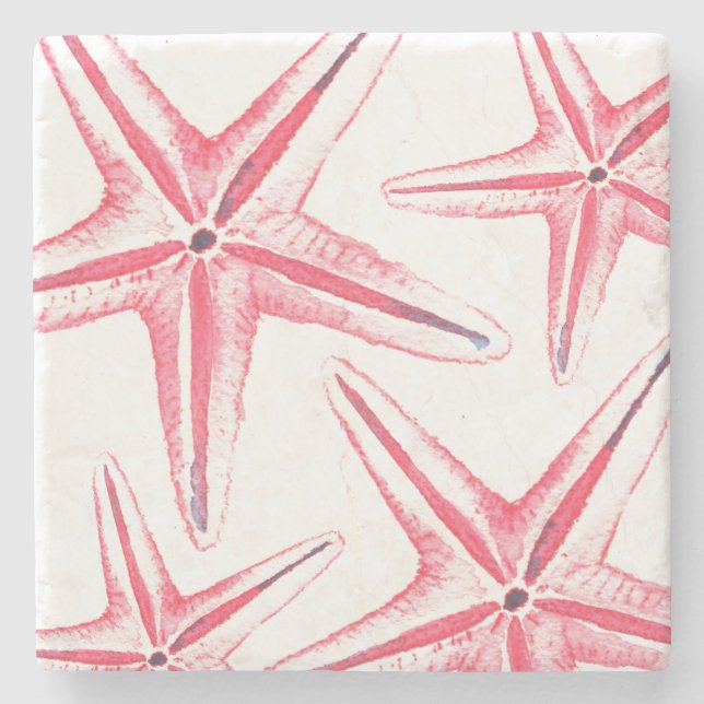Pink Starfish Natural Stone Coaster (Front)