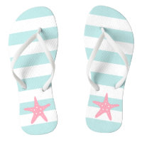 Pink Starfish on Mint Stripes