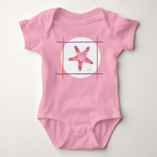 Pink Starfish One piece baby bodysuit
