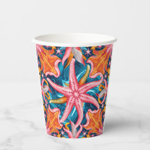 Pink starfish paper cups