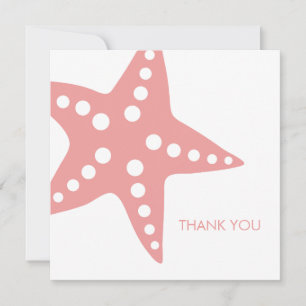 Pink Starfish Wedding Thank You Note Card