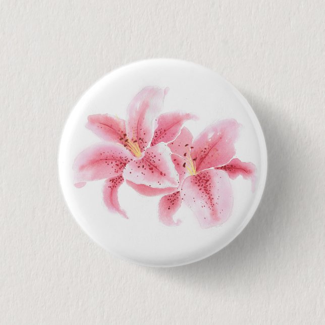 Pink Stargazer Lilies 3 Cm Round Badge (Front)