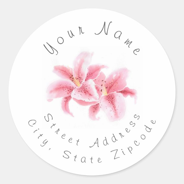 Pink Stargazer Lilies Address Label (Front)