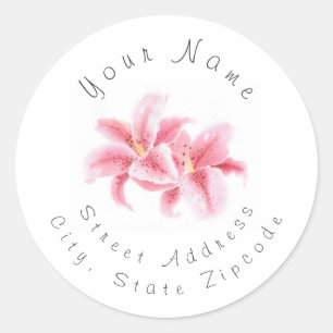 Pink Stargazer Lilies Address Label