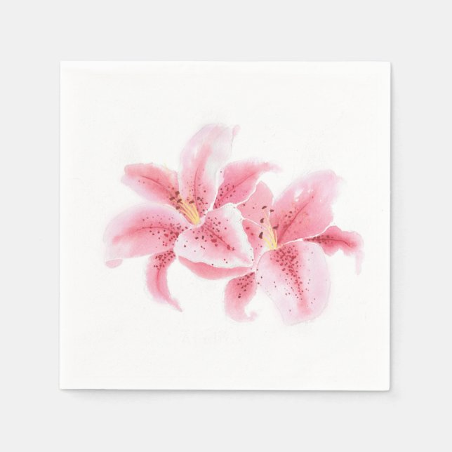 Pink Stargazer Lilies Napkin (Front)