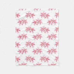 Pink Stargazer Lilies Pattern Fleece Blanket