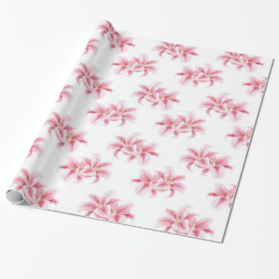 Pink Stargazer Lilies Pattern Wrapping Paper