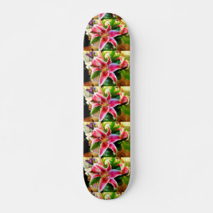 pink stargazer lilies skateboard