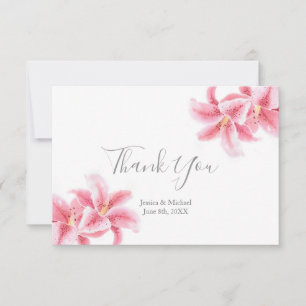 Pink Stargazer Lilies Thank You Card